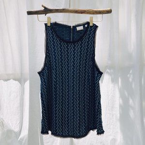 Blue pattern free people sleeveless top